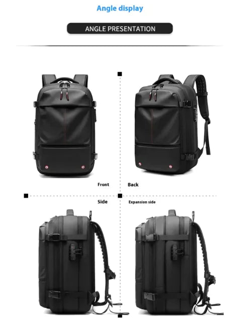 Multifunctional Travel Backpack – Air Compression, Expandable &amp; Anti-Theft