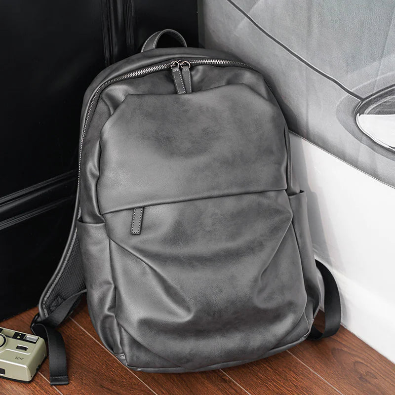 Black Leather Unisex Backpack – Timeless &amp; Sturdy Design