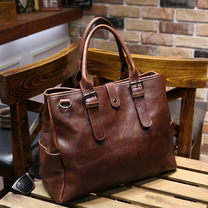 Brown Leather Briefcase – Perfect for Office, Laptop &amp; Travel