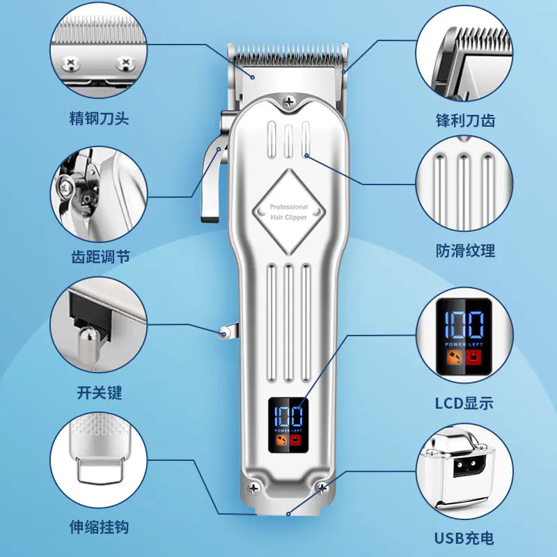 3-Piece Electric Hair Clipper Set for Men, Metal