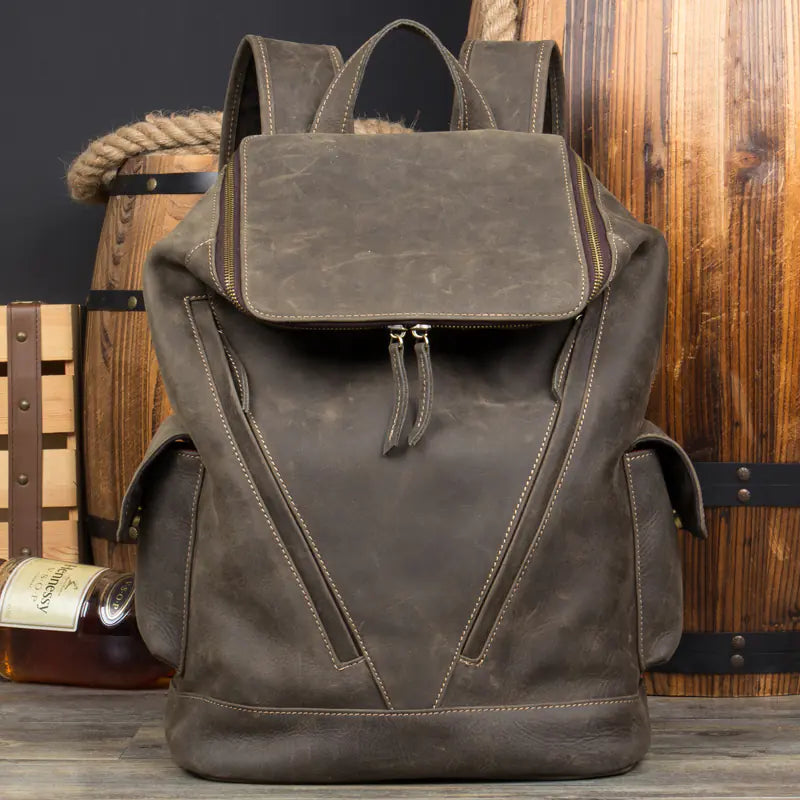 Men's Retro Cowhide Leather Backpack