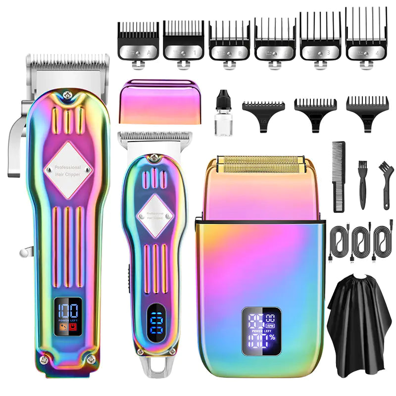 3-Piece Electric Hair Clipper Set for Men, Metal