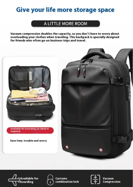 Multifunctional Travel Backpack – Air Compression, Expandable &amp; Anti-Theft