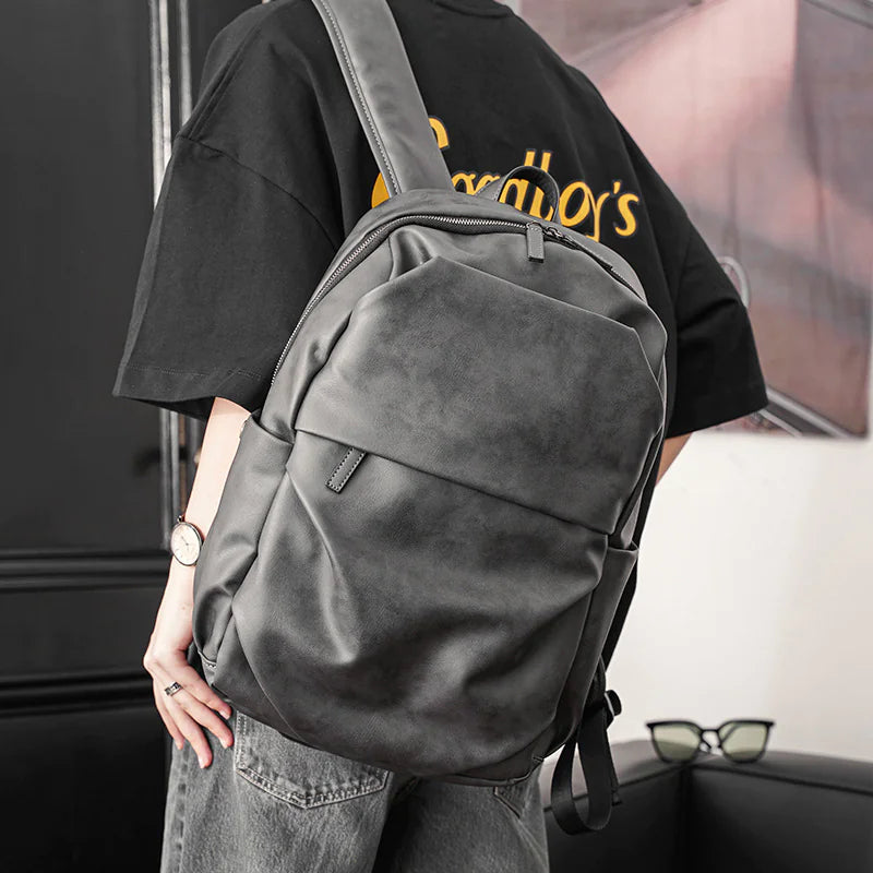 Black Leather Unisex Backpack – Timeless &amp; Sturdy Design