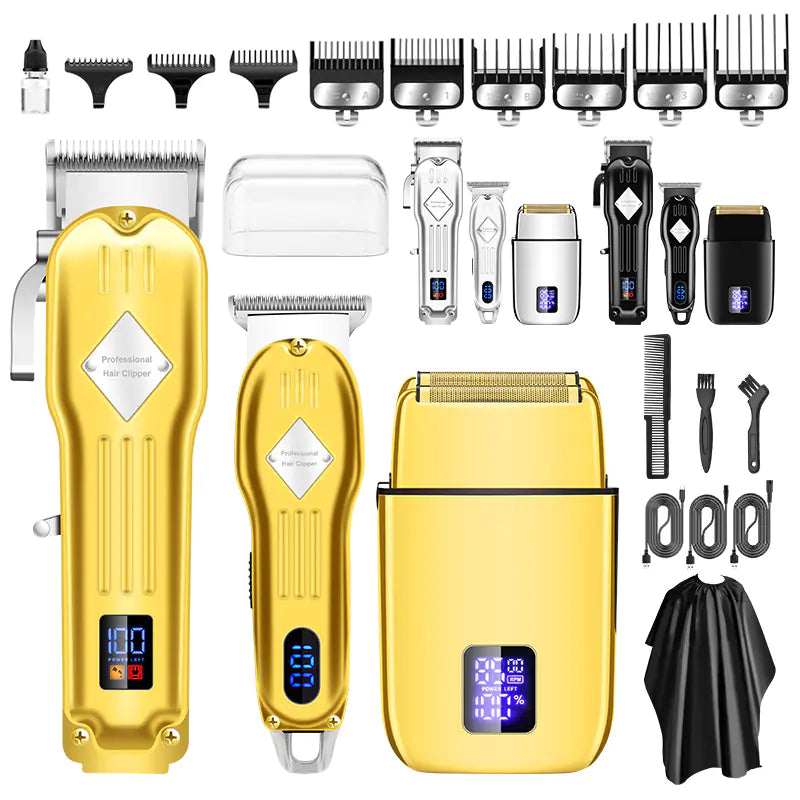 3-Piece Electric Hair Clipper Set for Men, Metal